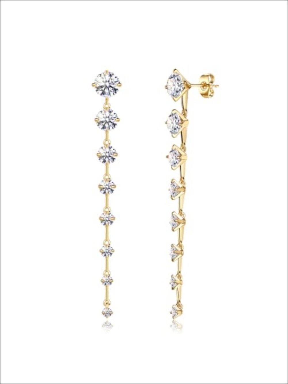 Gold Plated Cubic Zirconia Dangle Drop Earrings for Women Wedding Bridal